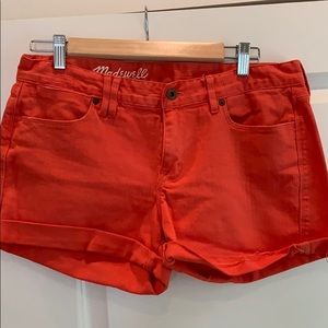 Orange Madewell denim shorts